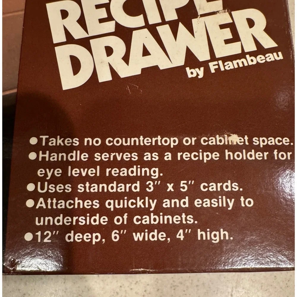 Vintage Under Cabinet Recipe Box Storage Organizer Flambeau White - New